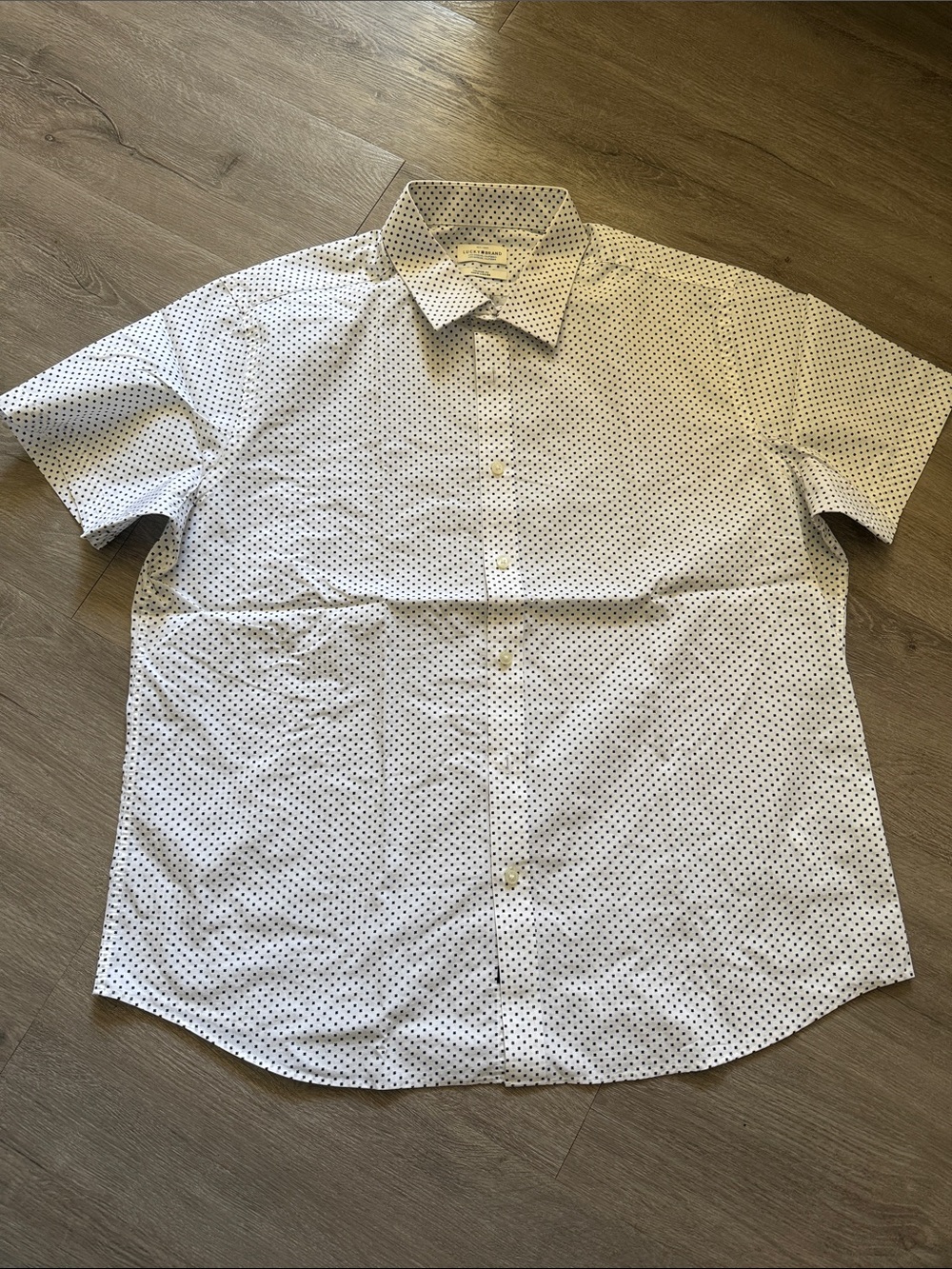 Lucky Brand White Short-Sleeve Button-Down Shirt with Black Dot Print